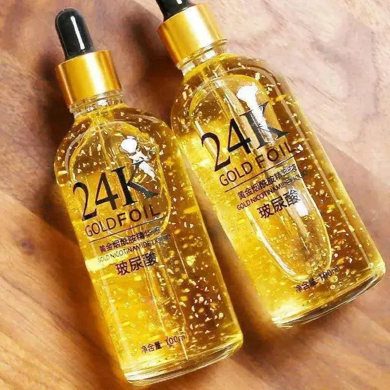 100ml 24k Gold Hyaluronic Acid Nicotinamide Face Serum Anti Aging Facial Lifting Collagen Essence Skin Care Whitening Serum - TUT 