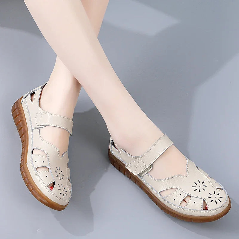 2024 New Summer Women Sandals Ladies Sandals Comfortable Flats Walking Sandals Covered Toe Beach Shoes Woman Footwear - TUT 