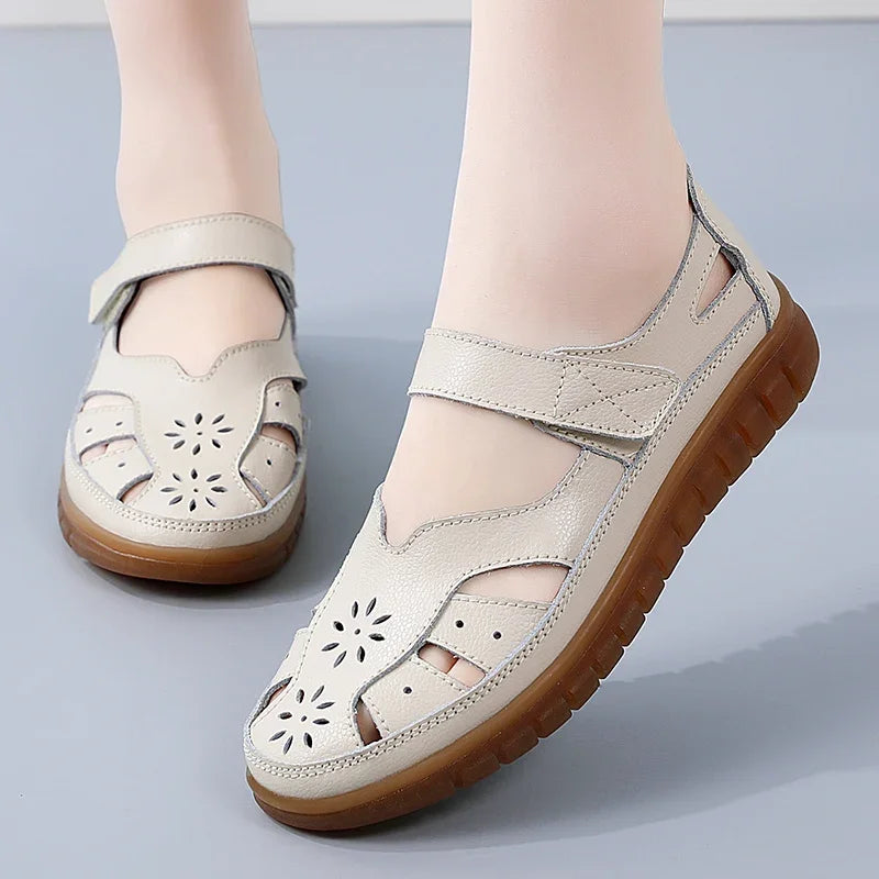 2024 New Summer Women Sandals Ladies Sandals Comfortable Flats Walking Sandals Covered Toe Beach Shoes Woman Footwear - TUT 