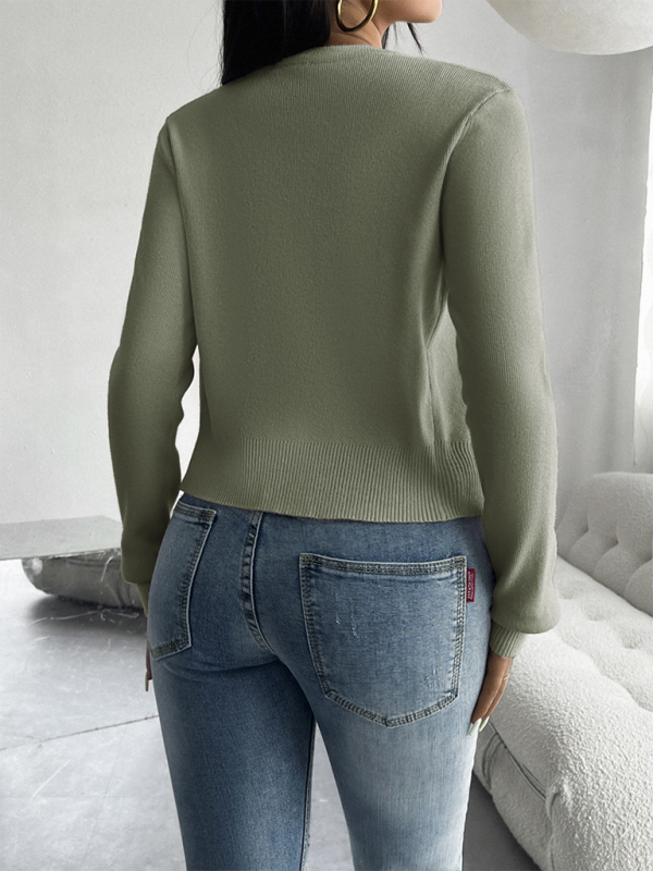 Casual solid color cardigan long sleeve sweater - TUT 