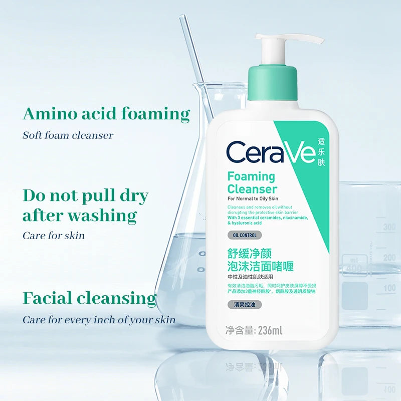 CeraVe Soothing Purifying Foaming Cleanser 236ml Daily Face Wash Facial Cleanser for Oily Skin - TUT 