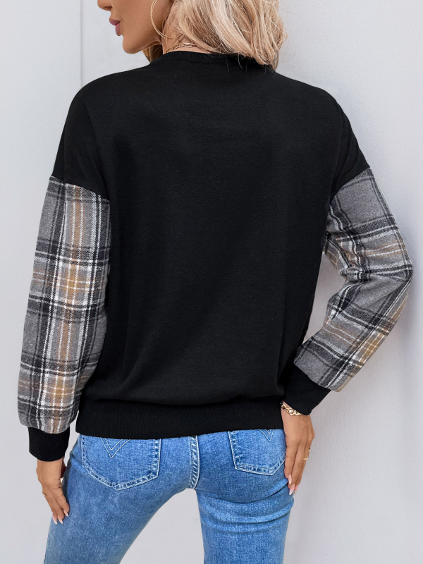 Check pattern crew neck sweatshirt - TUT 