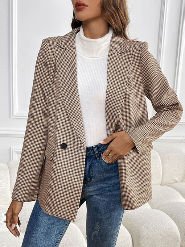 New Casual Buttoned Lapel Long Sleeve Blazer with Pockets - TUT 