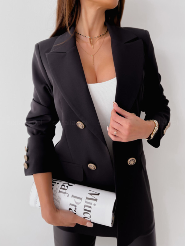 New double-breasted solid color fashion blazer - TUT 