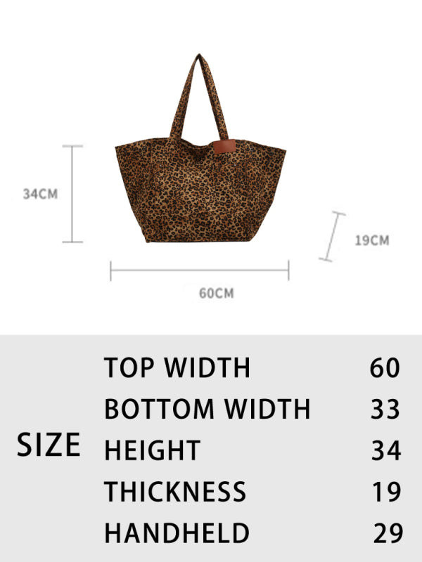 New leopard print canvas tote large capacity portable commuter bag - TUT 