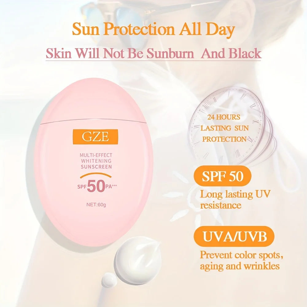 GZE MINERAL SUNSCREEN LOTION: SPF50 Broad Spectrum UVA UVB, Face Neck Protection, Sunburn Cream Zinc Oxide Sensitive Skin PA+++