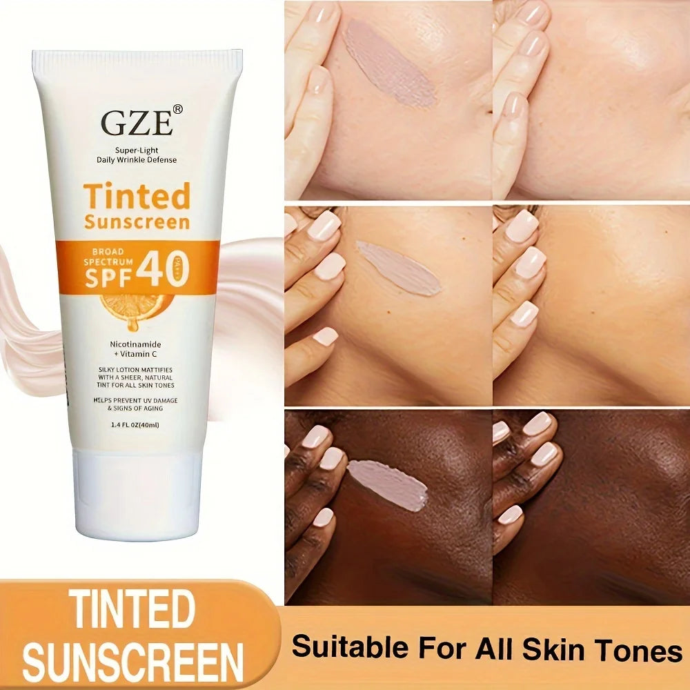 GZE Vitamin C Tinted Sunscreen with SPF 40 | Hydrating Mineral Sunscreen With Zinc Oxide & Titanium Dioxide | Healthy Glow