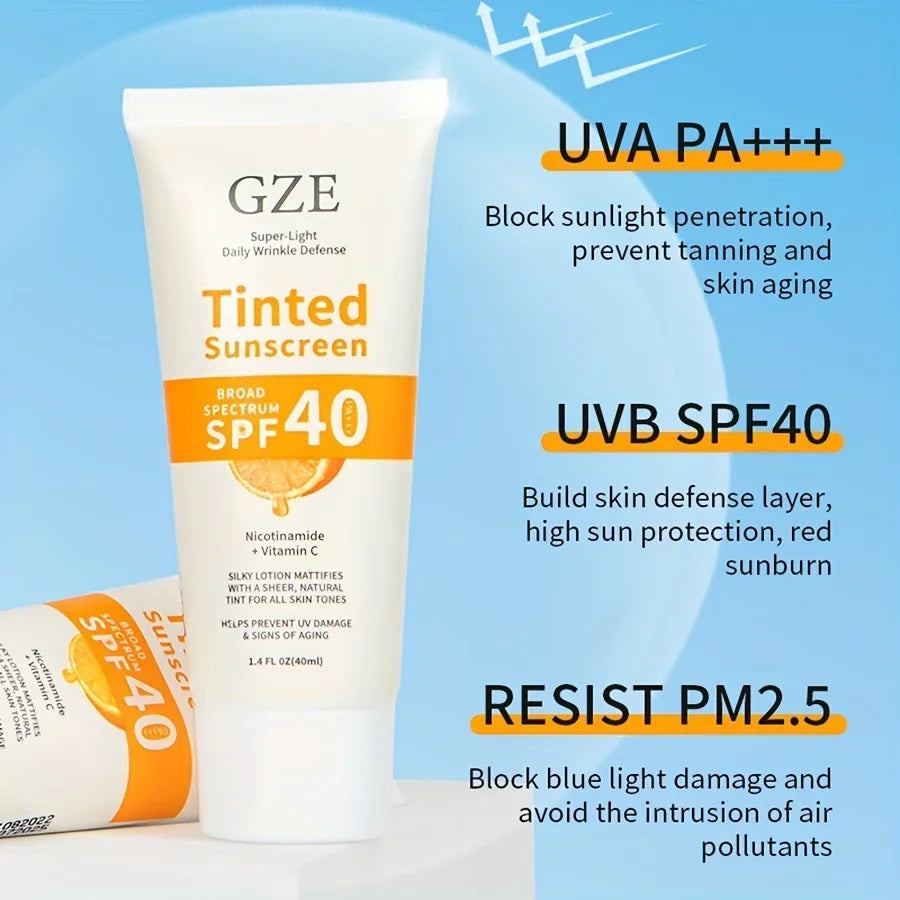 GZE Vitamin C Tinted Sunscreen with SPF 40 | Hydrating Mineral Sunscreen With Zinc Oxide & Titanium Dioxide | Healthy Glow