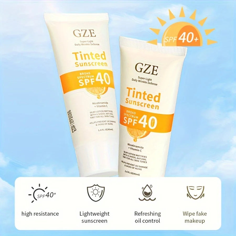 GZE Vitamin C Tinted Sunscreen with SPF 40 | Hydrating Mineral Sunscreen With Zinc Oxide & Titanium Dioxide | Healthy Glow